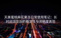 天美蜜桃麻花果冻日常使用笔记：长时间浏览后的稳定性与流畅度表现