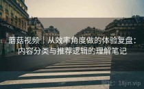 蘑菇视频｜从效率角度做的体验复盘：内容分类与推荐逻辑的理解笔记