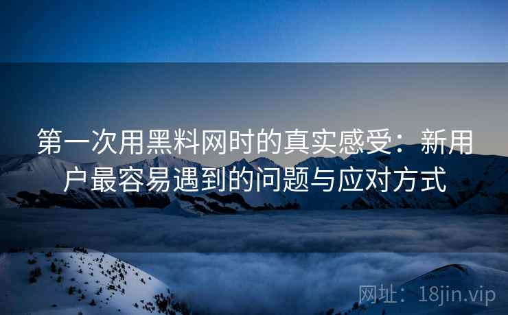 第一次用黑料网时的真实感受:新用户最容易遇到的问题与应对方式 第1张 第一次用黑料网时的真实感受:新用户最容易遇到的问题与应对方式 第1张