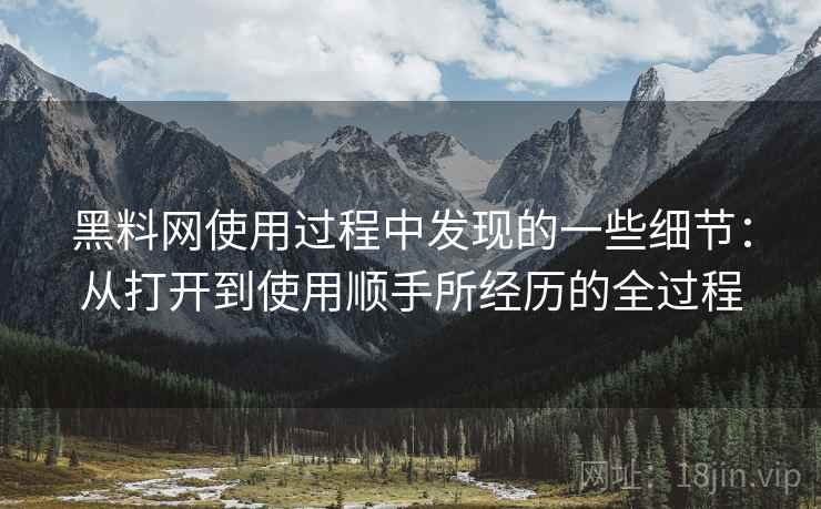 黑料网使用过程中发现的一些细节：从打开到使用顺手所经历的全过程  第1张